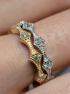 14K Gold Diamond Millgrain Wedding Band