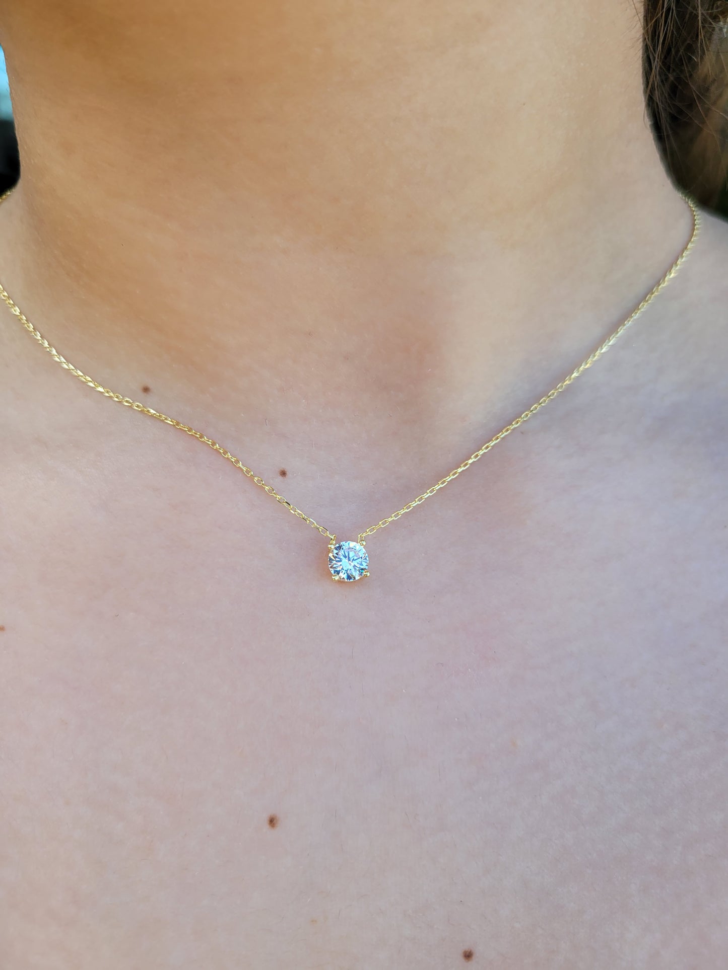 Silver Solitaire CZ Necklace