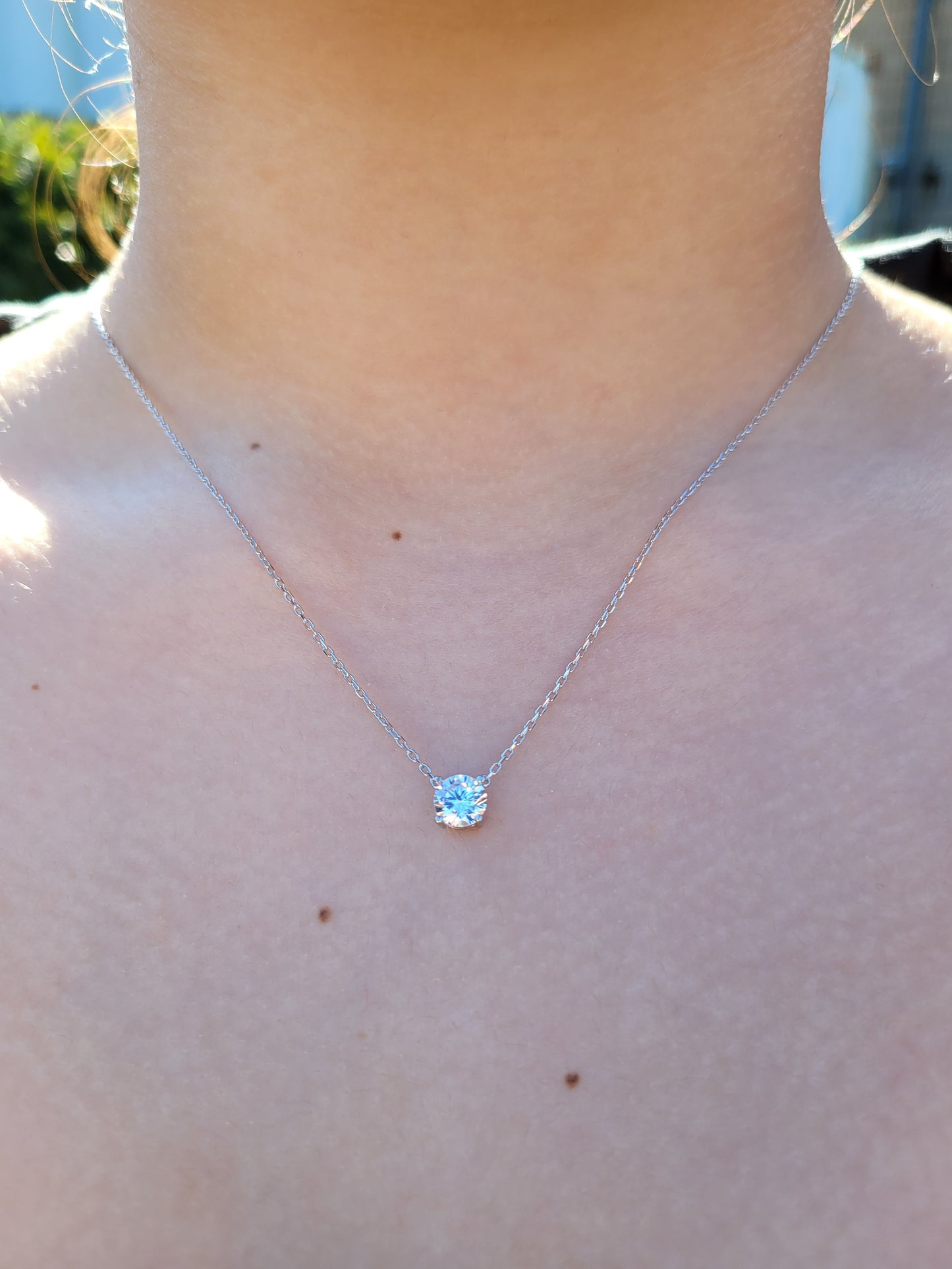 Silver Solitaire CZ Necklace