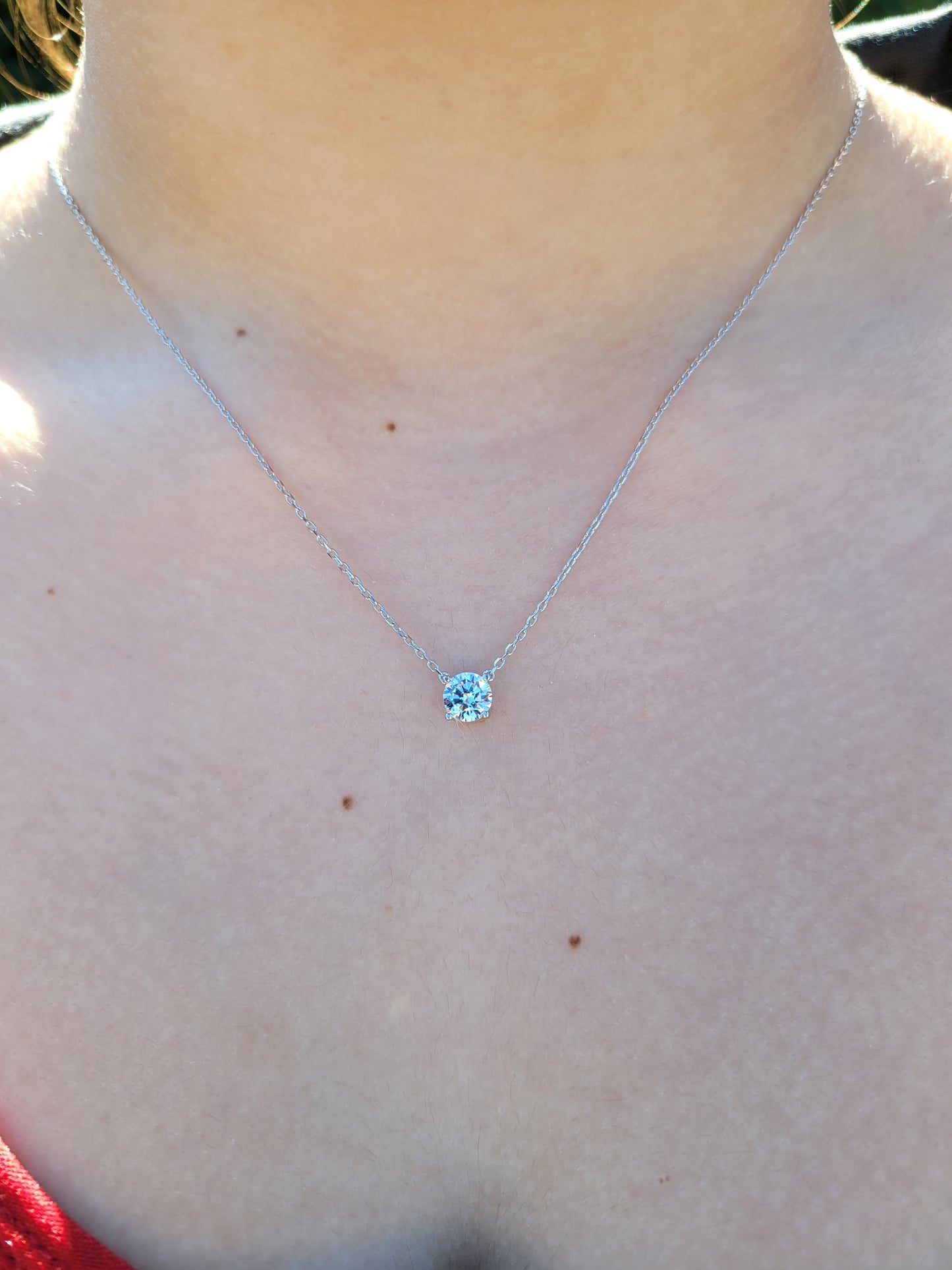 Silver Solitaire CZ Necklace