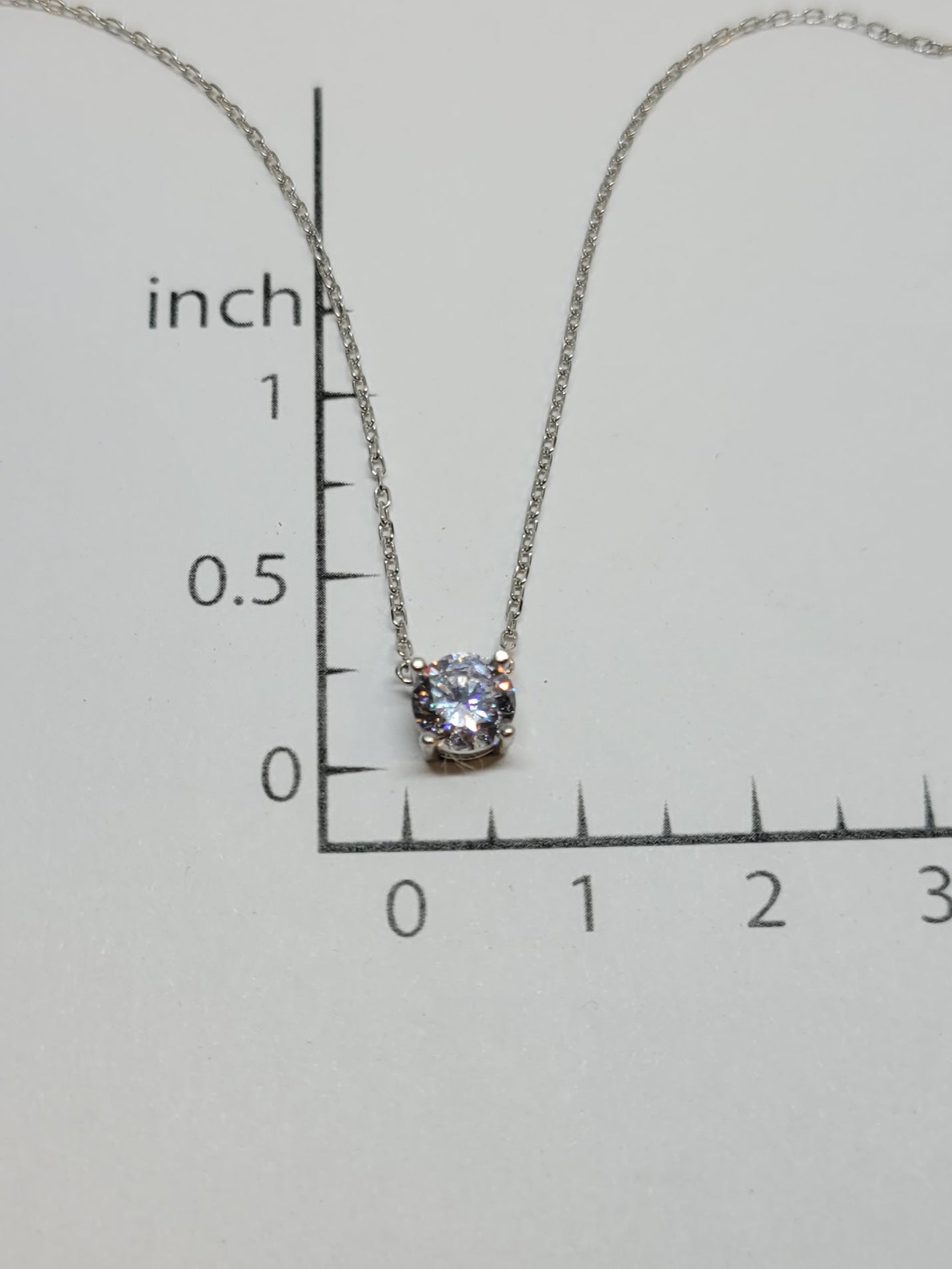 Silver Solitaire CZ Necklace