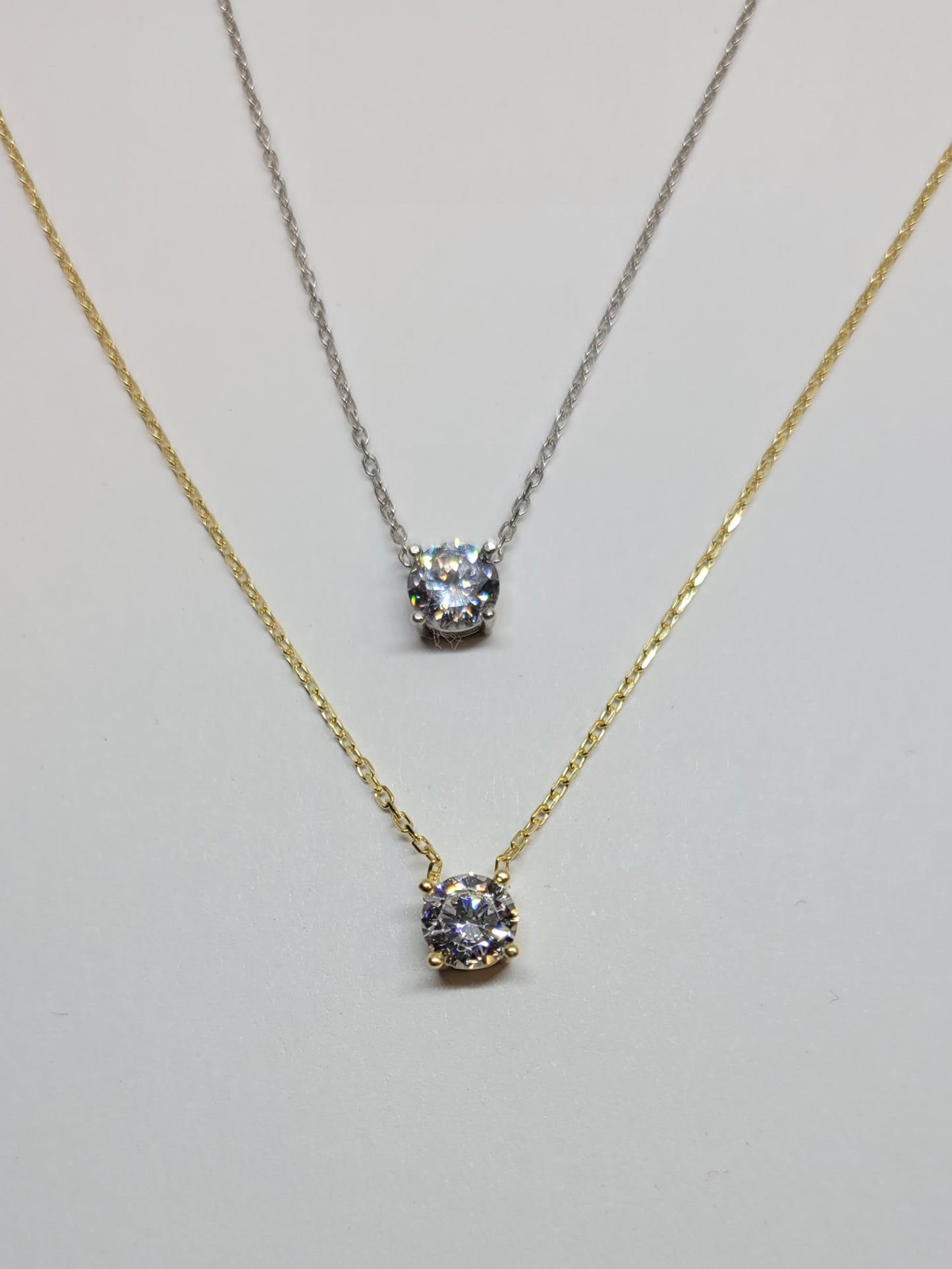 Silver Solitaire CZ Necklace