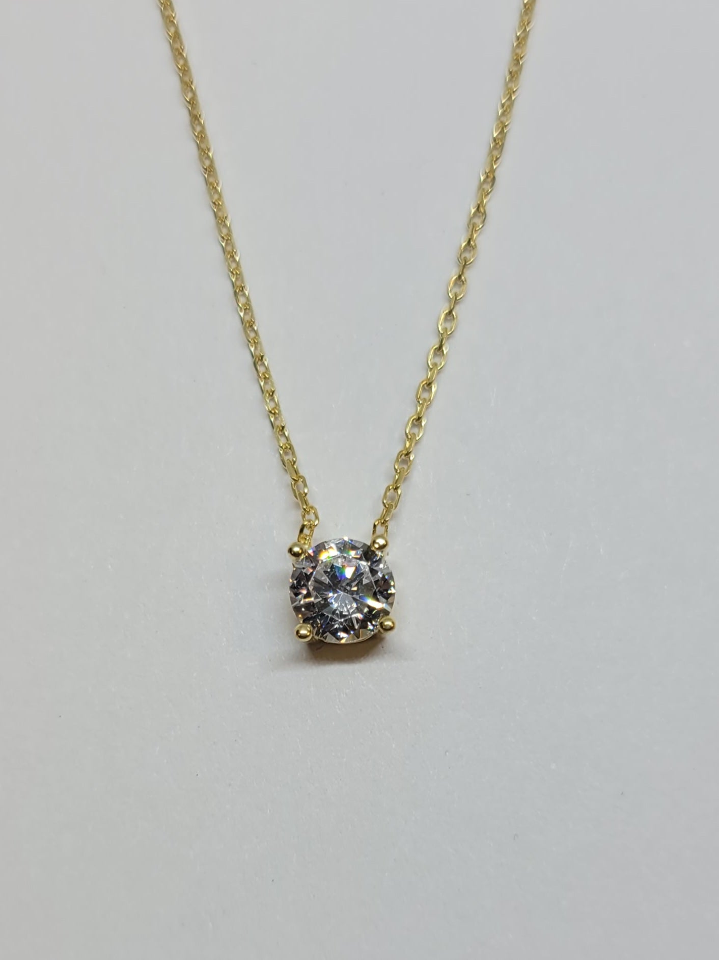 Silver Solitaire CZ Necklace