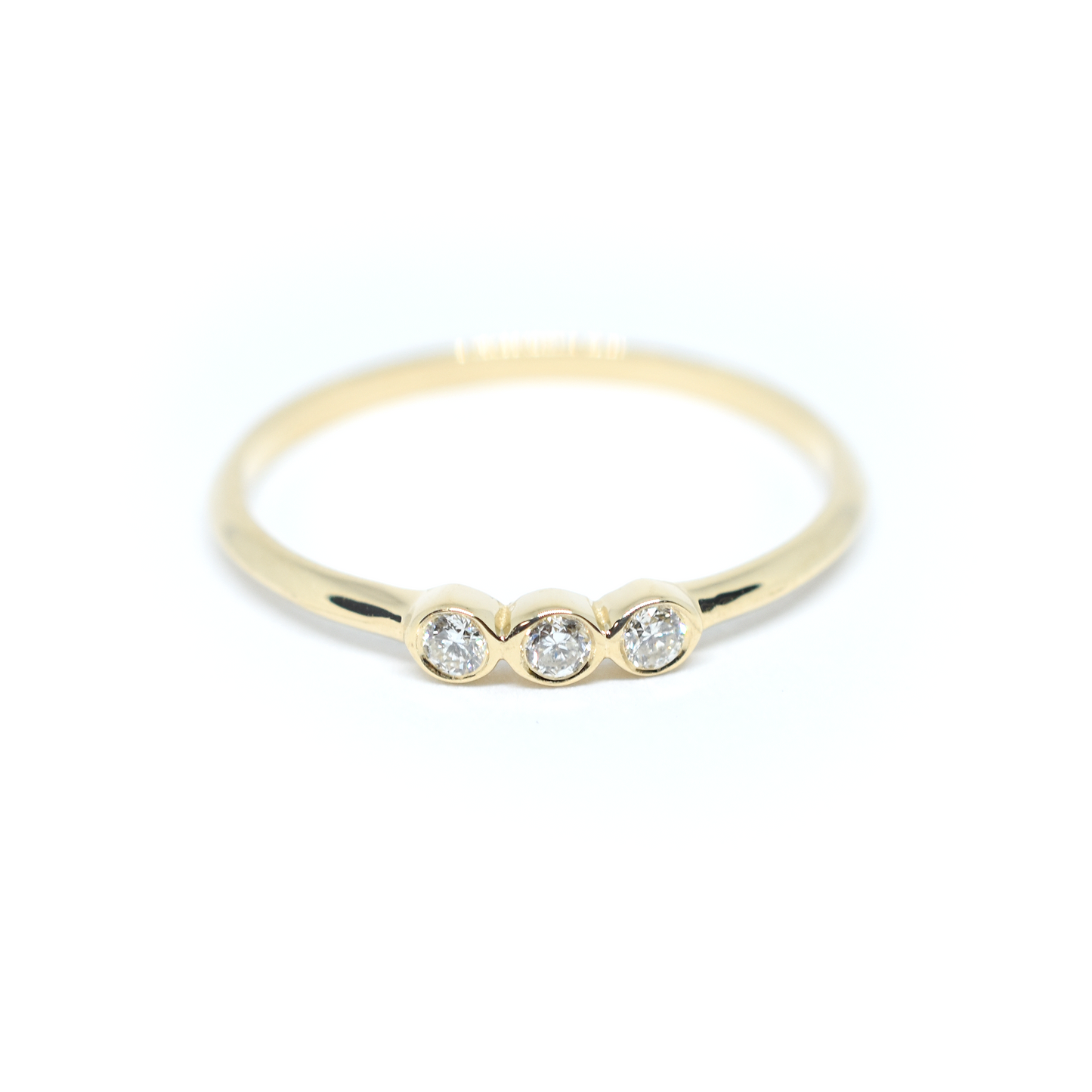 14k Triple Diamond Bezel Ring