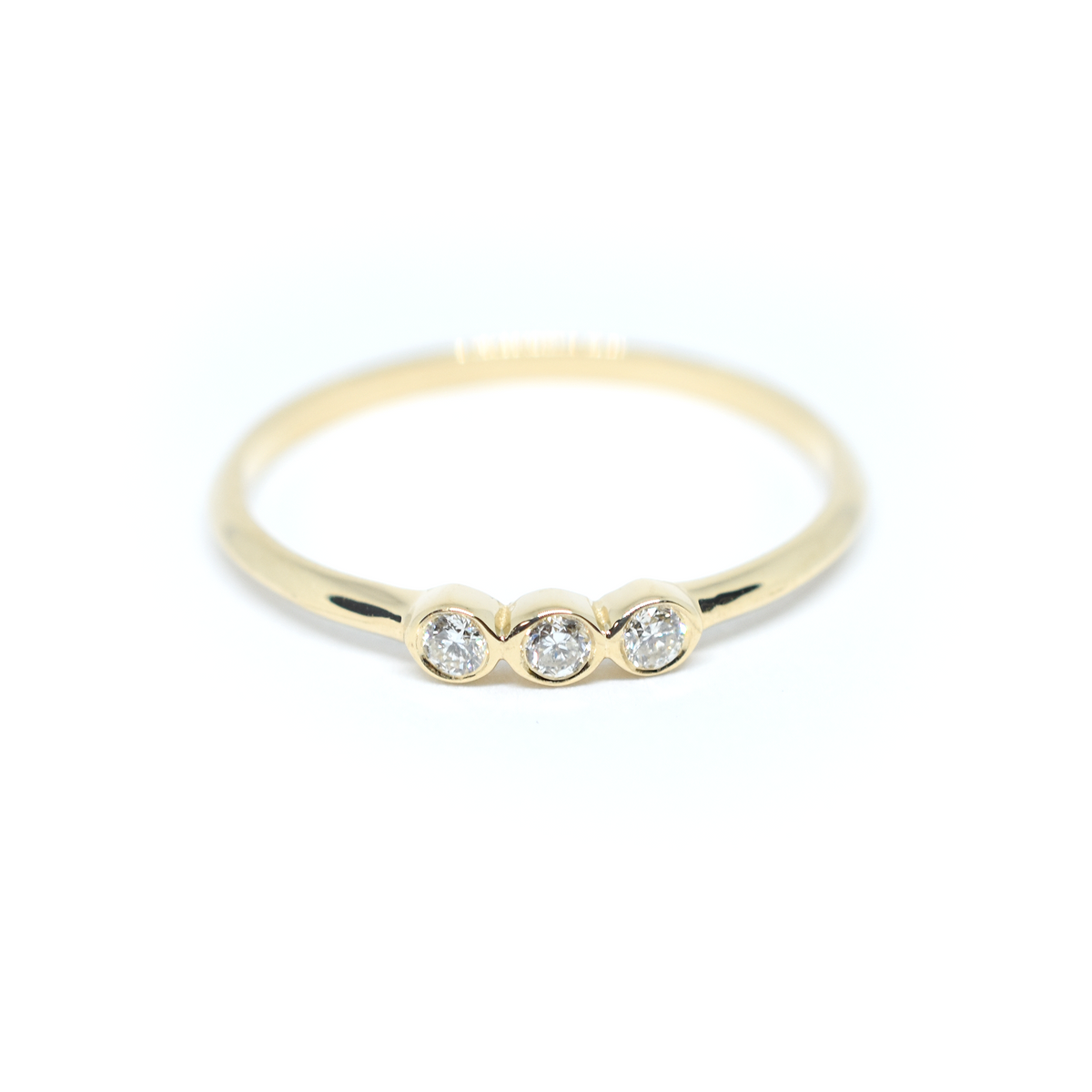 14k Triple Diamond Bezel Ring