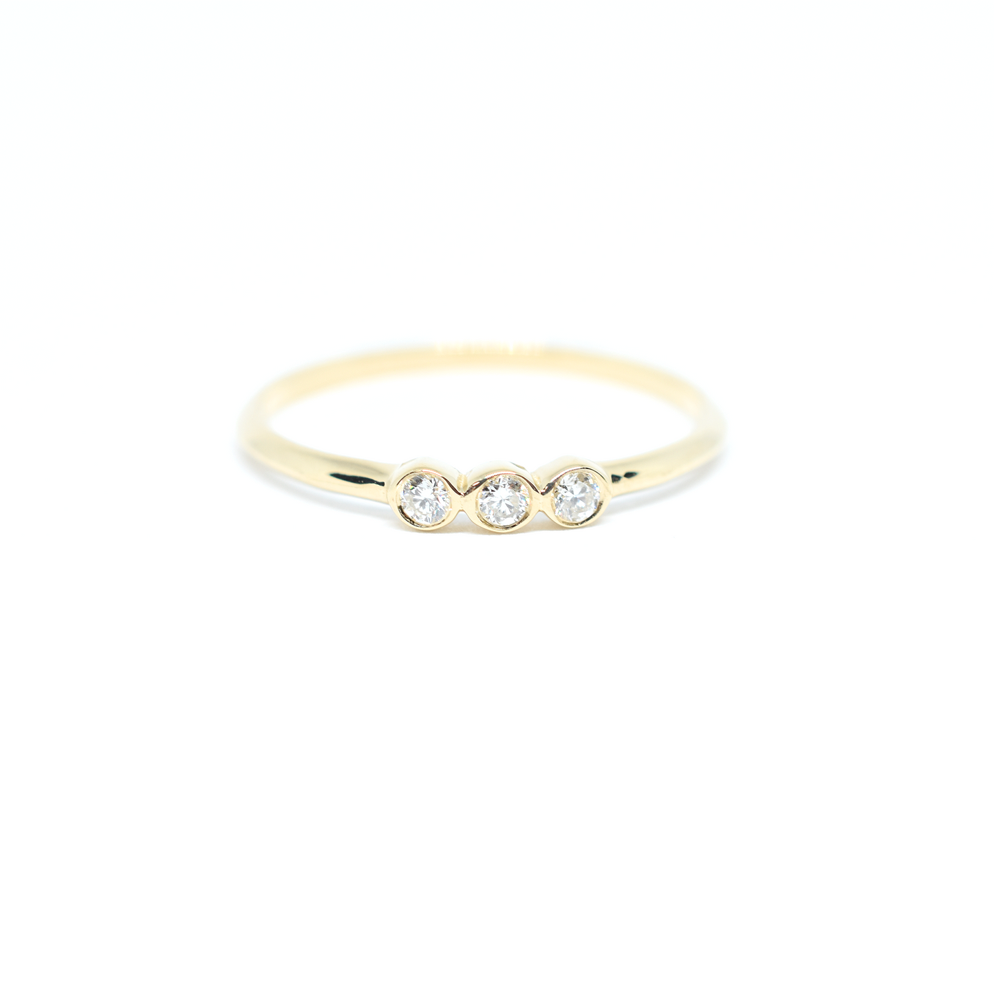 14k Triple Diamond Bezel Ring