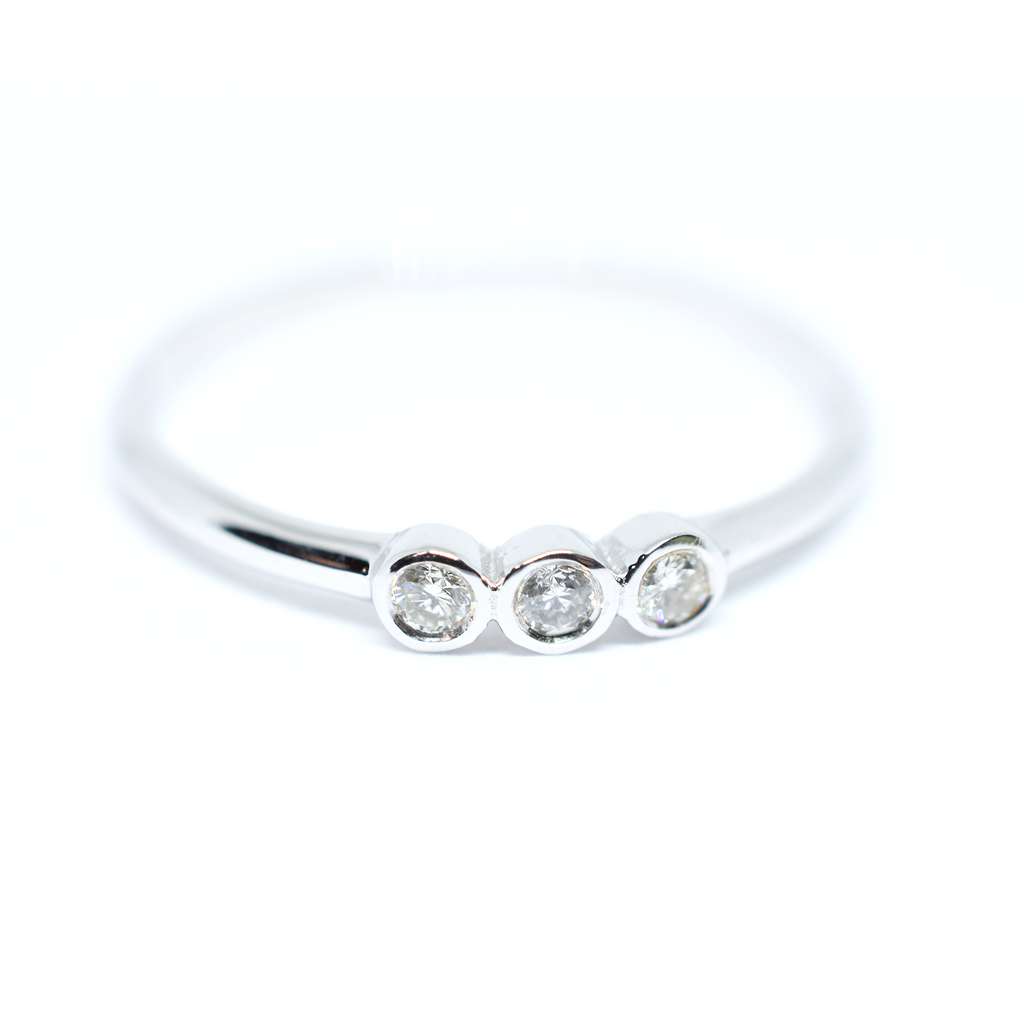 14k Triple Diamond Bezel Ring