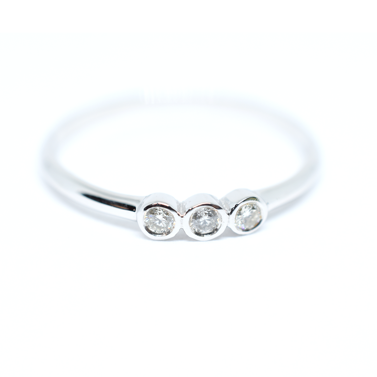 14k Triple Diamond Bezel Ring