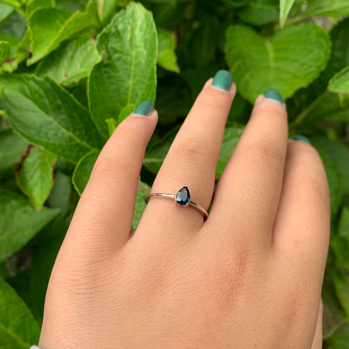 14K Gold Pear Shaped Sapphire Ring
