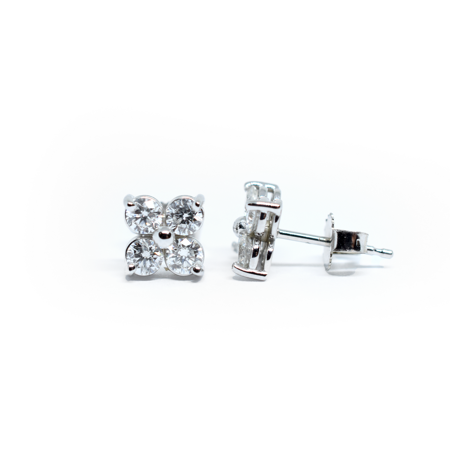 14k Four Diamond Cluster Earrings