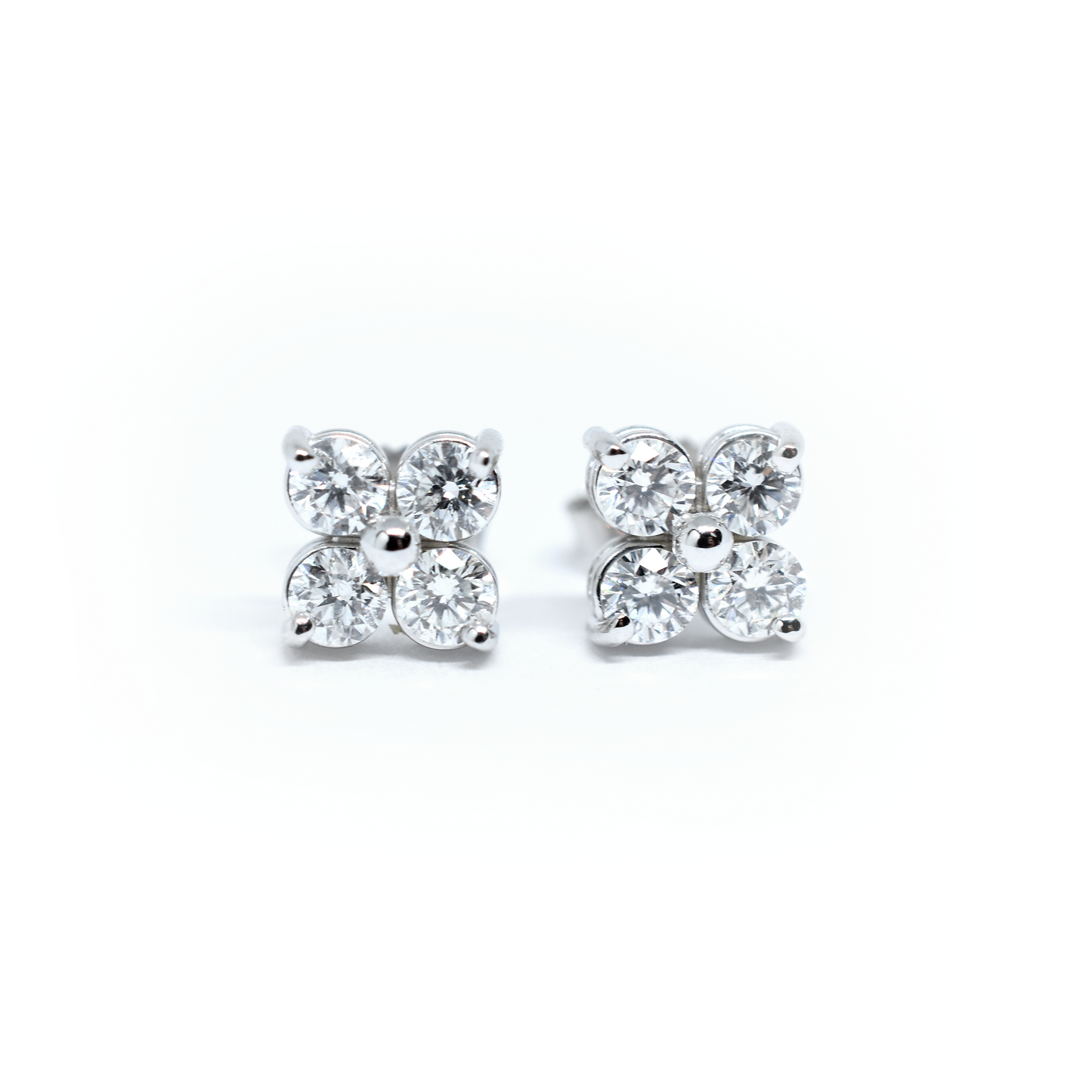 14k Four Diamond Cluster Earrings