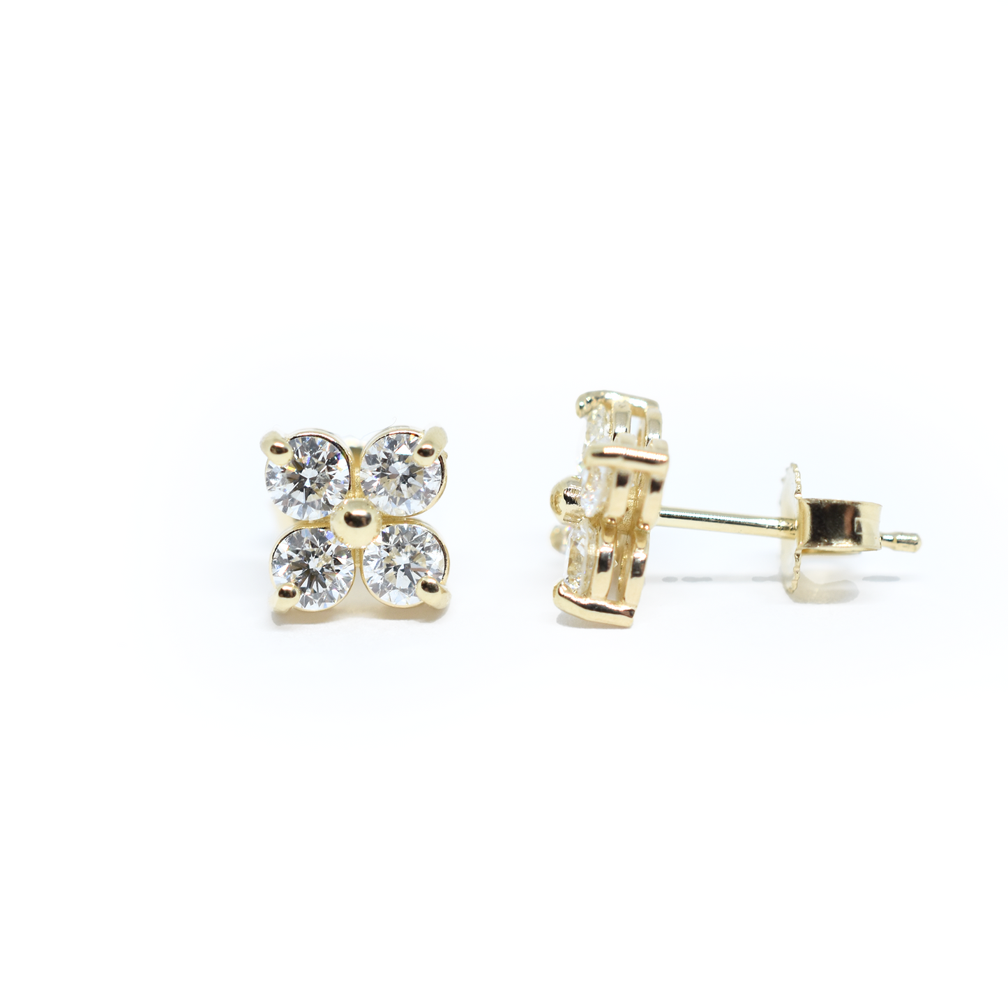 14k Four Diamond Cluster Earrings