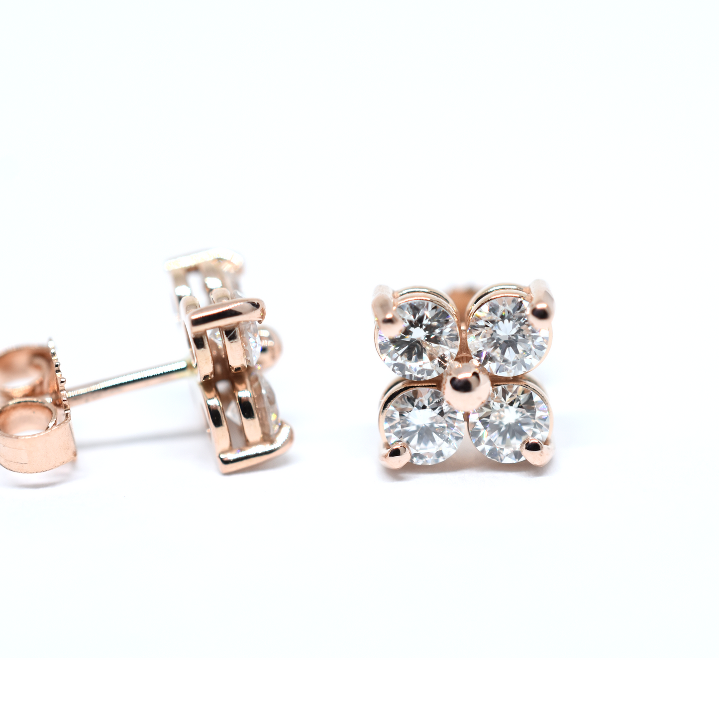 14k Four Diamond Cluster Earrings