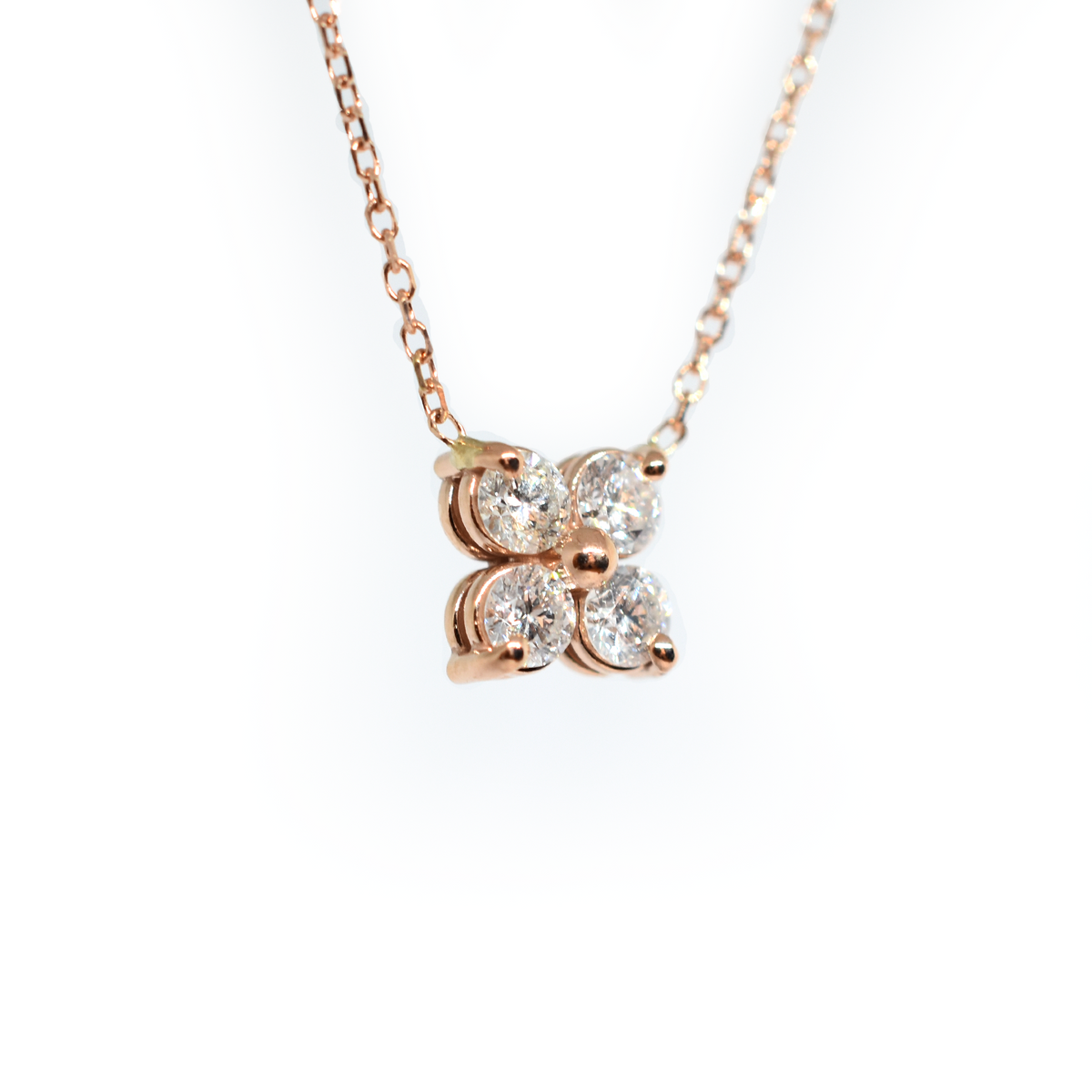 14K Four Diamond Cluster Necklace