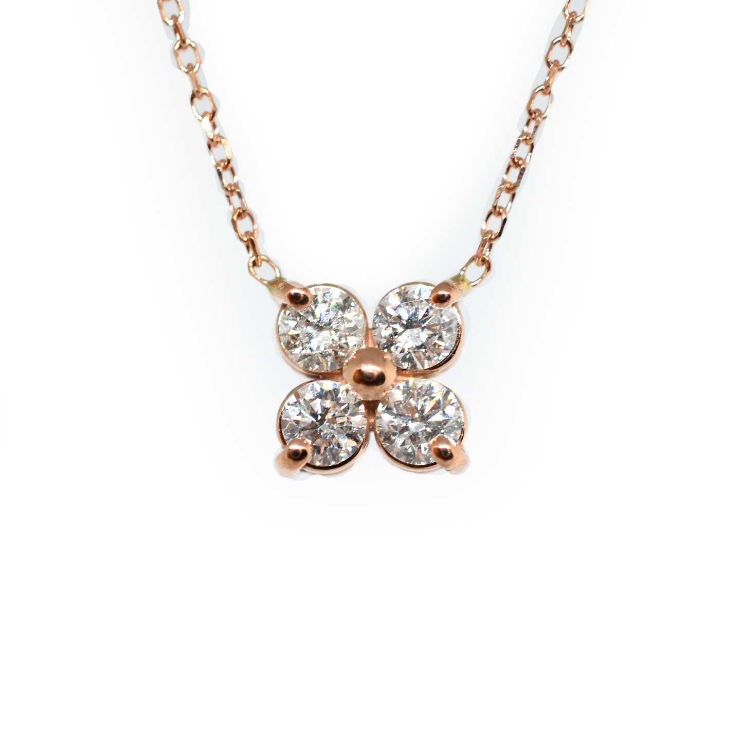 14K Four Diamond Cluster Necklace
