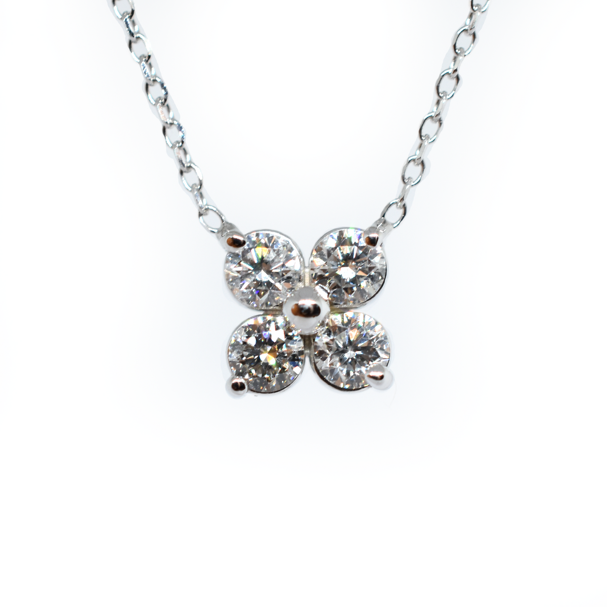 14K Four Diamond Cluster Necklace