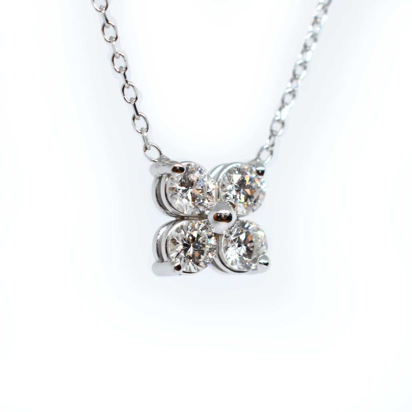 14K Four Diamond Cluster Necklace