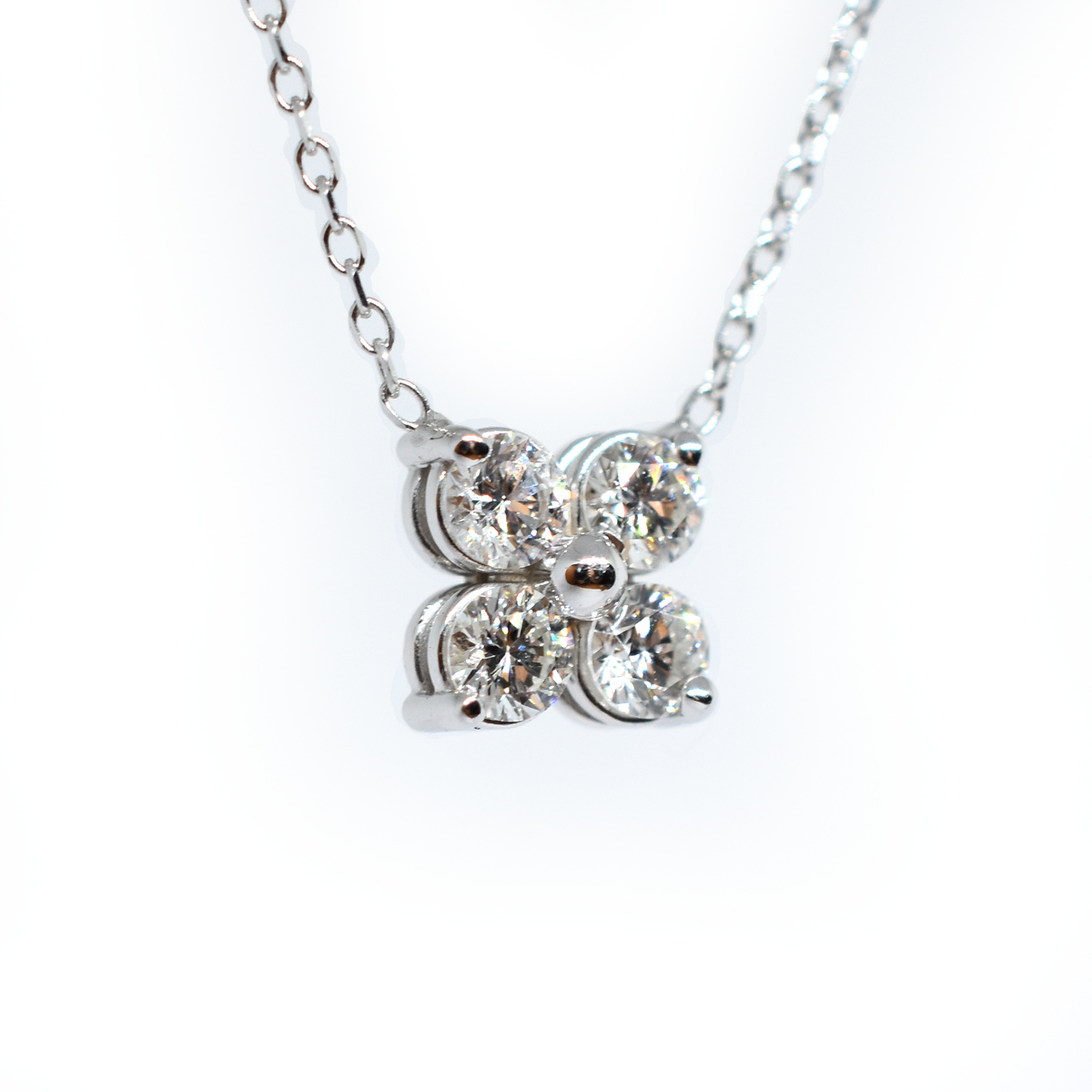 14K Four Diamond Cluster Necklace