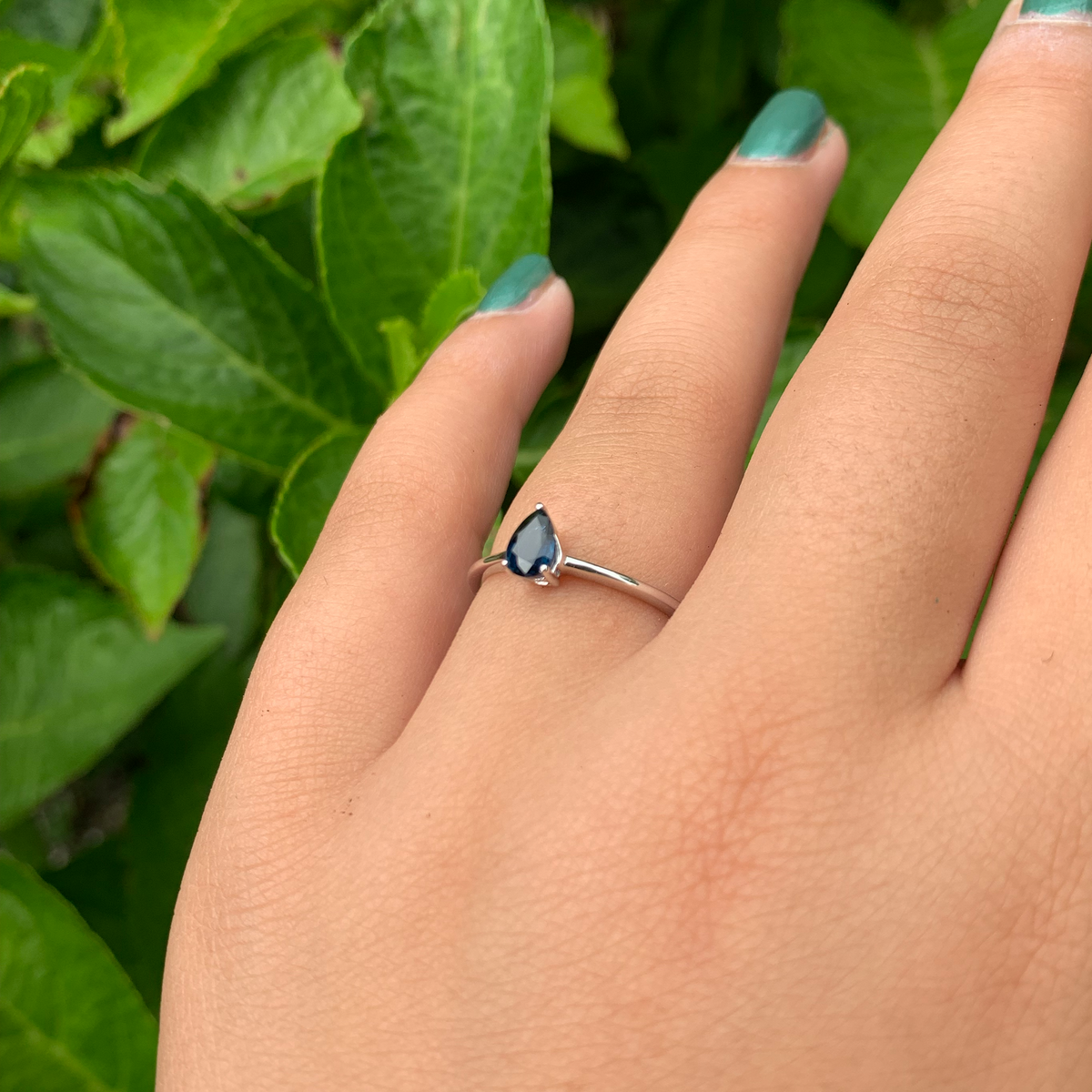 14K Gold Pear Shaped Sapphire Ring