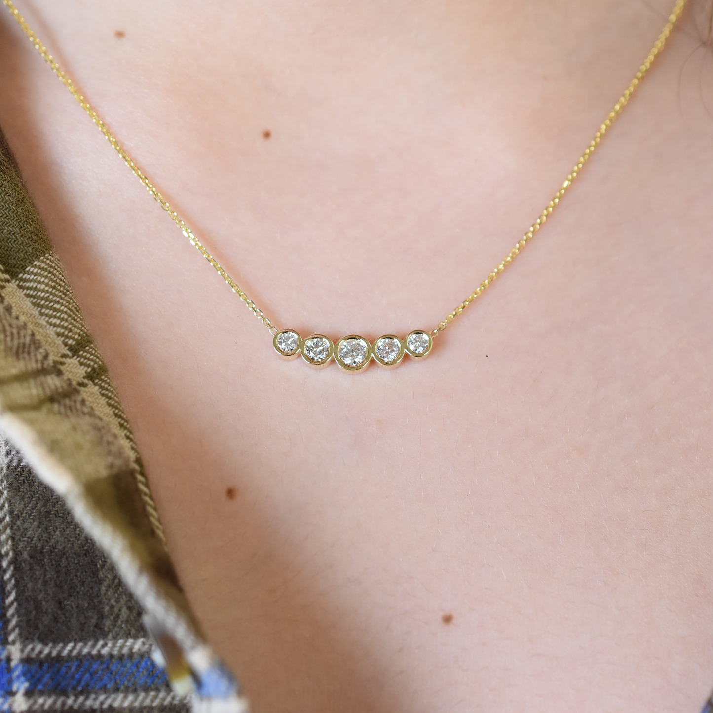 14k Gold 5 Diamond Necklace