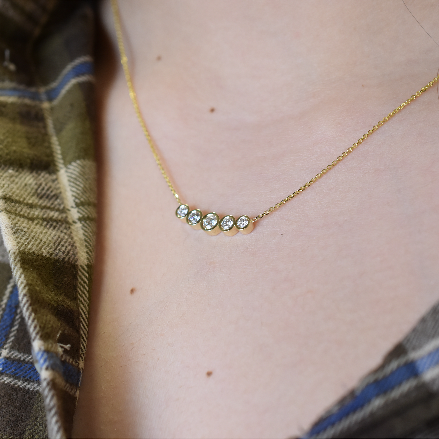 14k Gold 5 Diamond Necklace