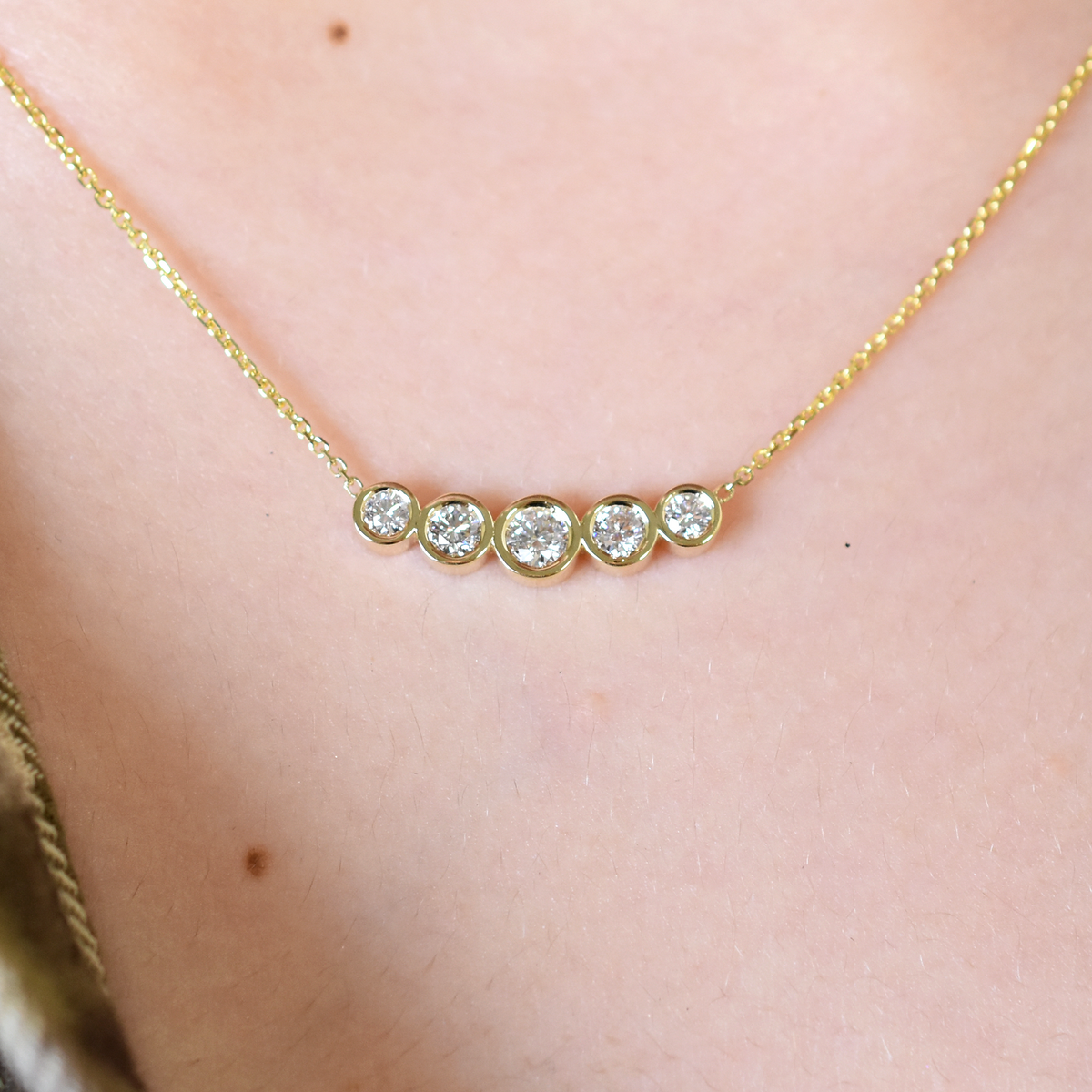 14k Gold 5 Diamond Necklace