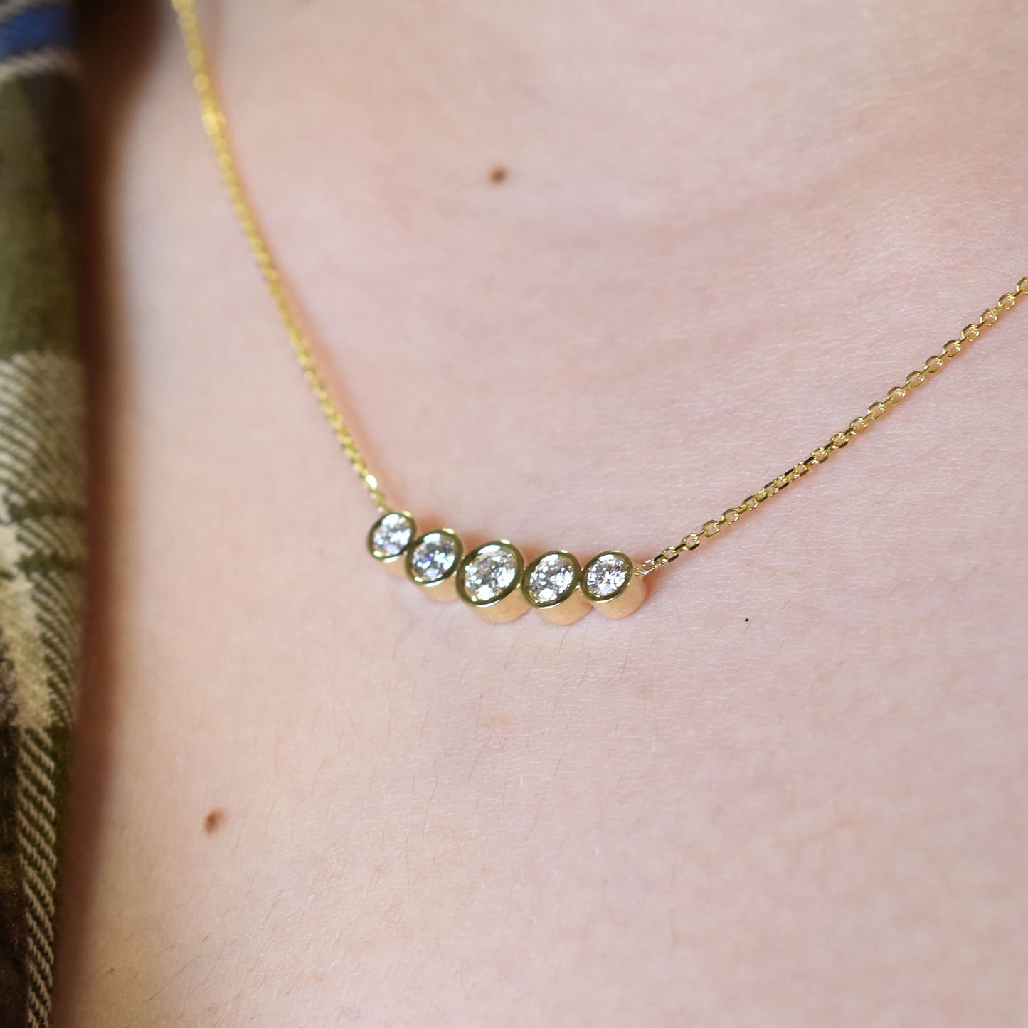 14k Gold 5 Diamond Necklace
