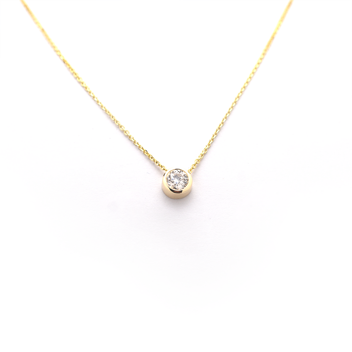 14K Gold 0.45ct Diamond Bezel Necklace
