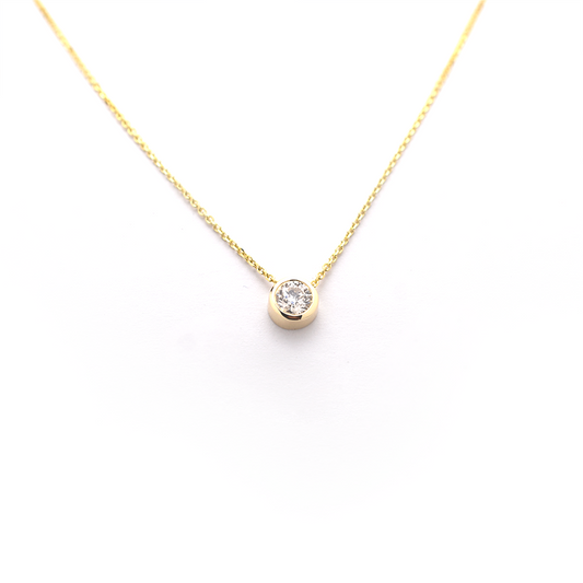 14K Gold 0.45ct Diamond Bezel Necklace