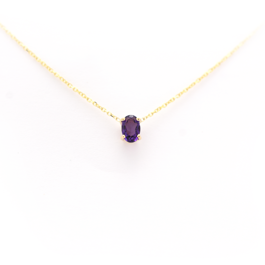 Oval Amethyst Necklace 14 k