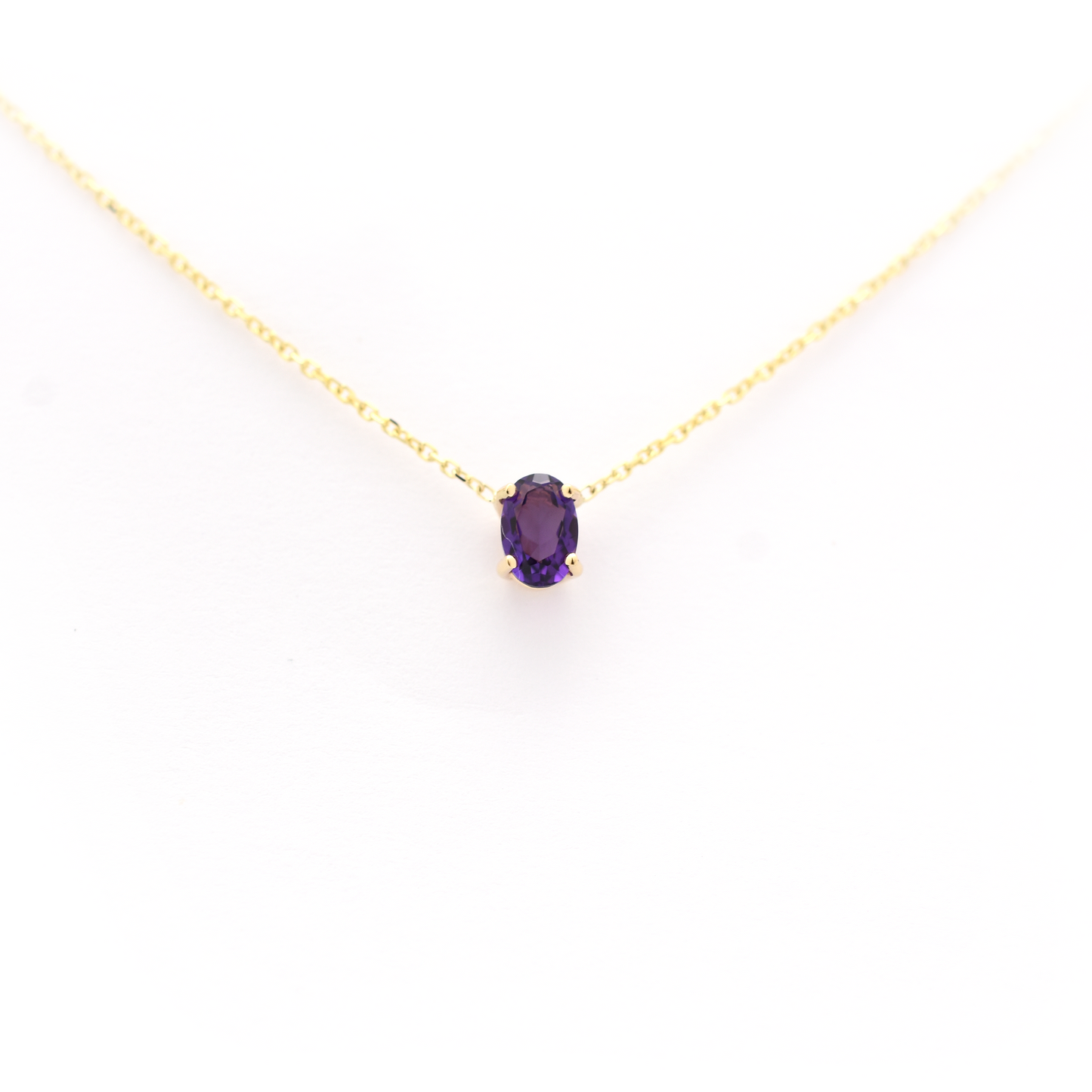 Oval Amethyst Necklace 14 k