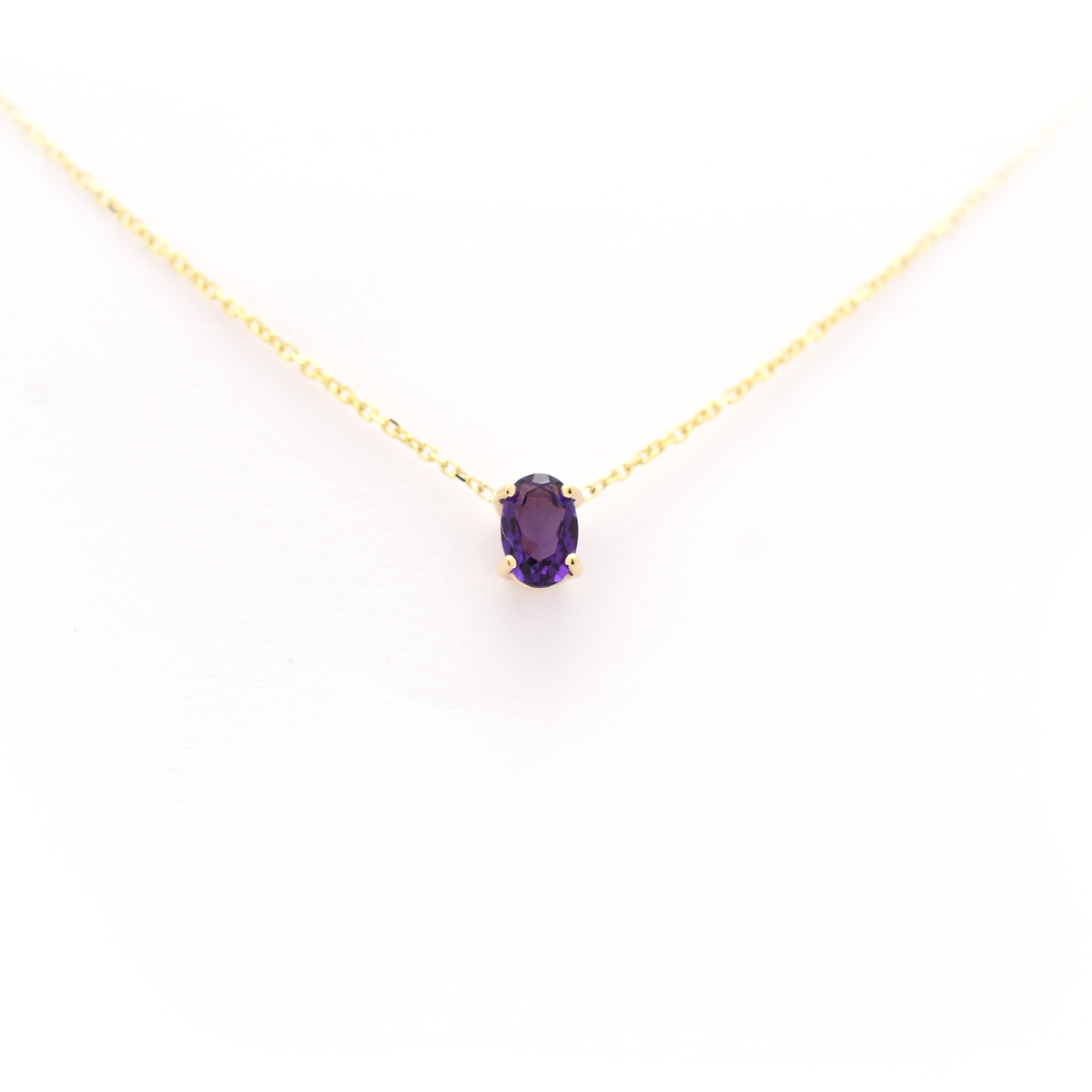 Oval Amethyst Necklace 14 k