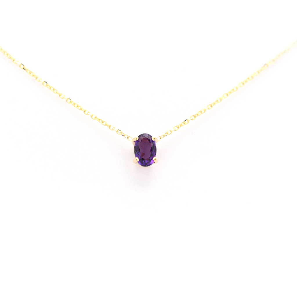 Oval Amethyst Necklace 14 k