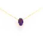 Oval Amethyst Necklace 14k Gold
