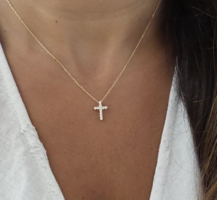 14K Gold Diamond cross