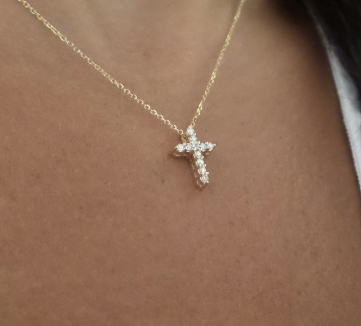 14K Gold Diamond cross