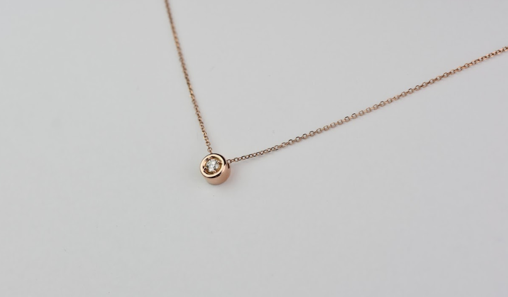 14k Gold Diamond Solitaire Sliding Necklace