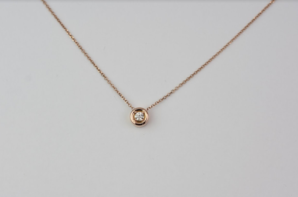 14k Gold Diamond Solitaire Sliding Necklace