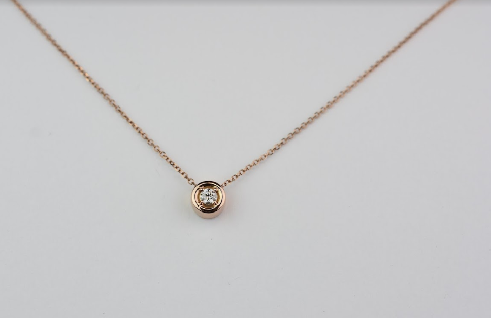 14k Gold Diamond Solitaire Sliding Necklace
