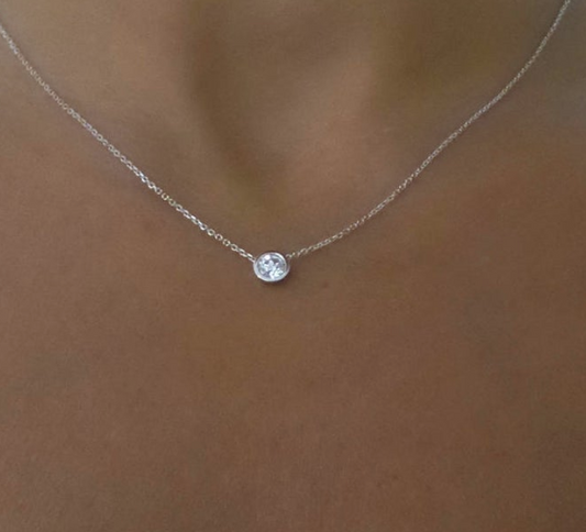 14k Gold Diamond Solitaire Necklace