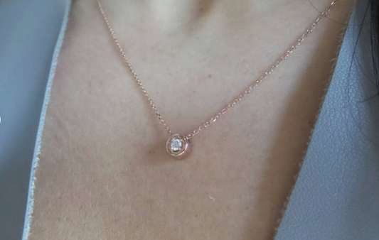 14k Gold Diamond Solitaire Sliding Necklace