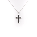 14k gold black Enamel cross necklace