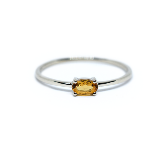 14K Gold Oval Yellow Topaz Ring