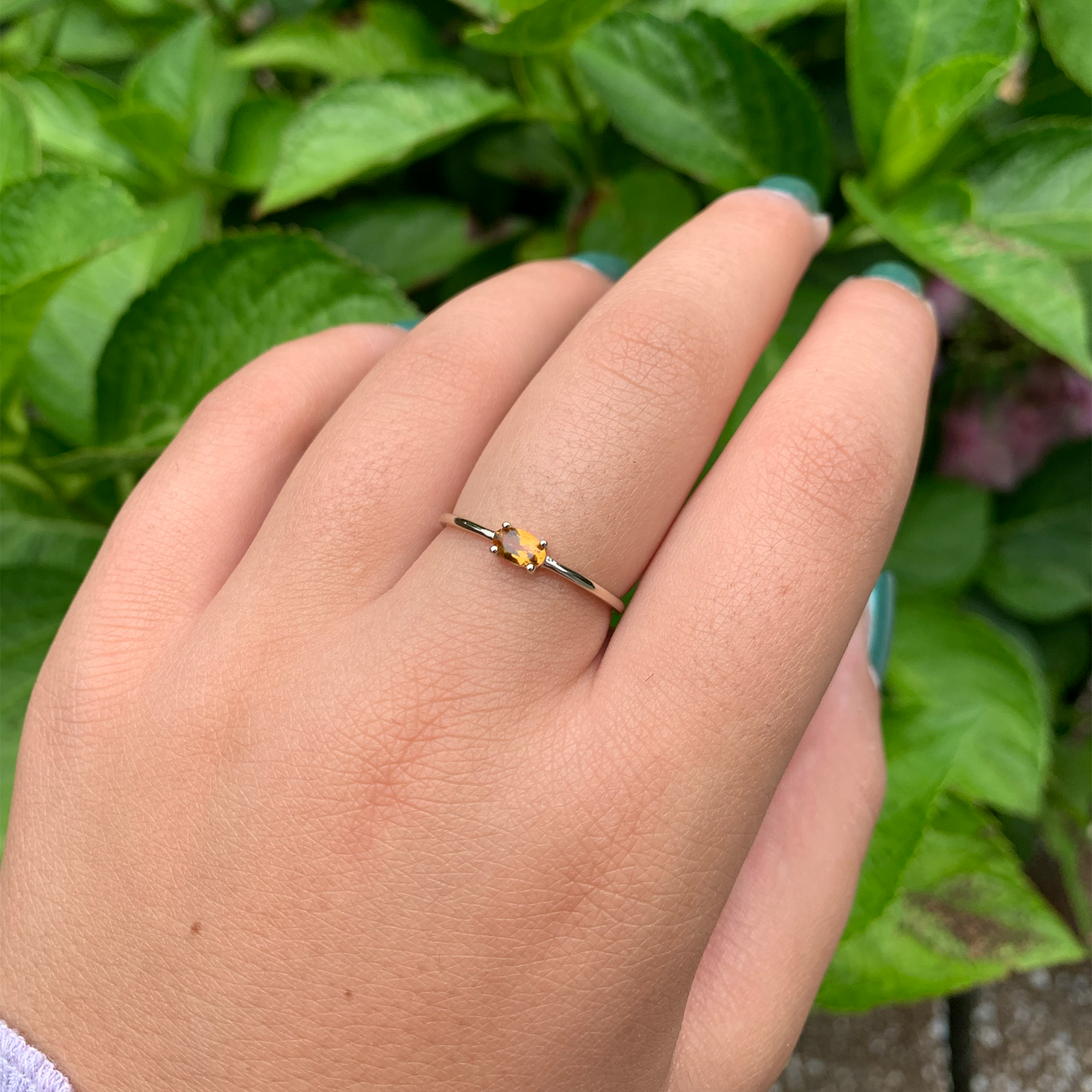 14K Gold Oval Yellow Topaz Ring
