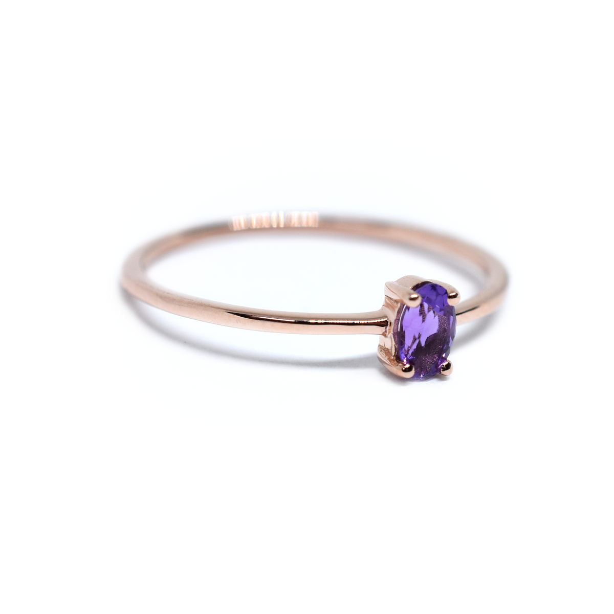 14K Gold Oval Amethyst Ring
