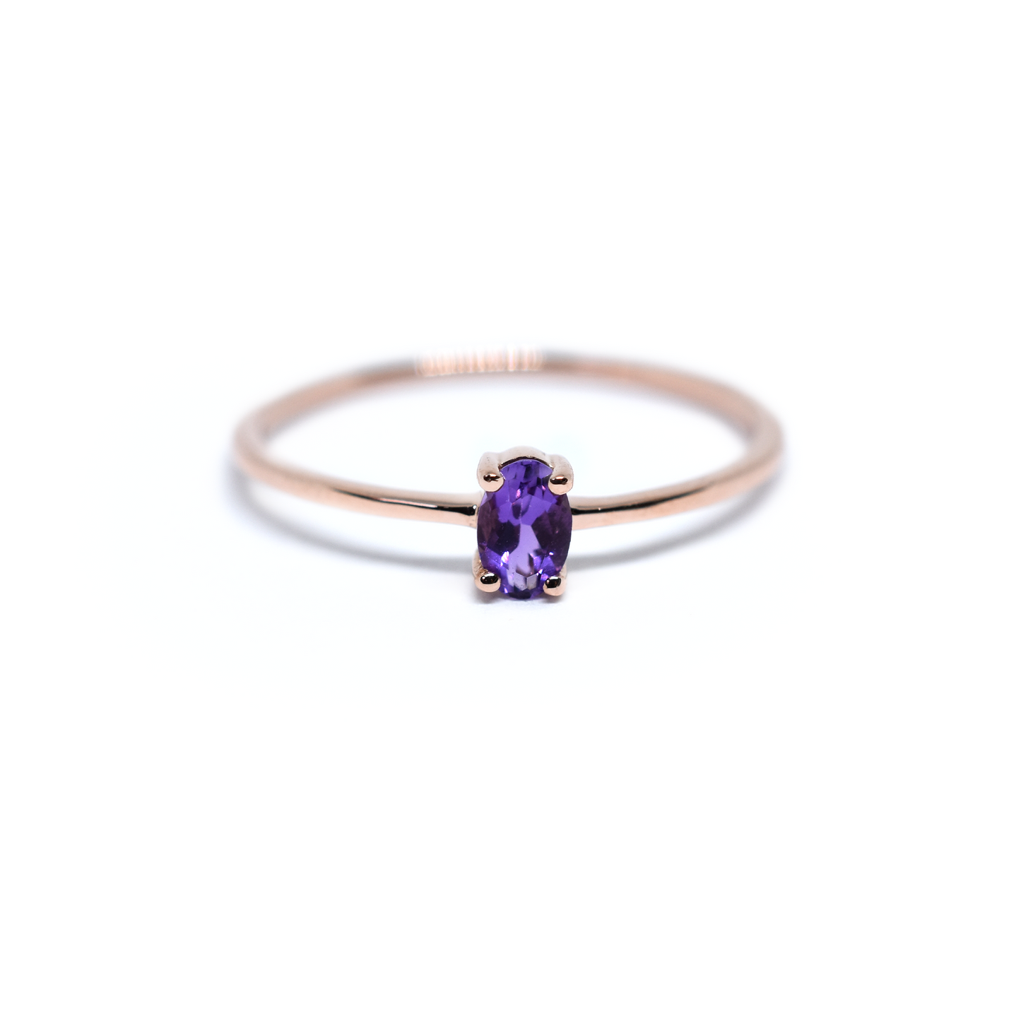 14K Gold Oval Amethyst Ring