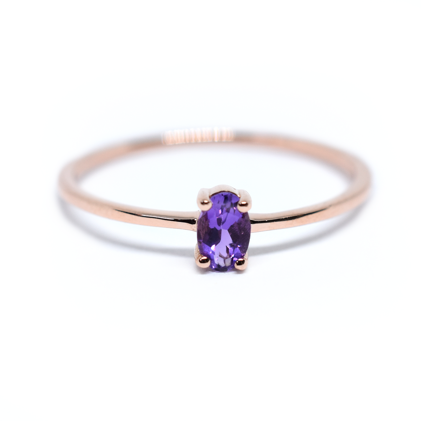 14K Gold Oval Amethyst Ring