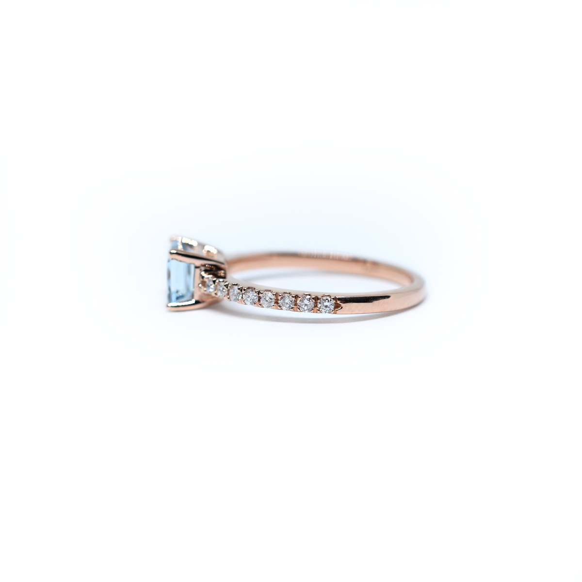 14K Gold Emerald Cut Aquamarine Ring