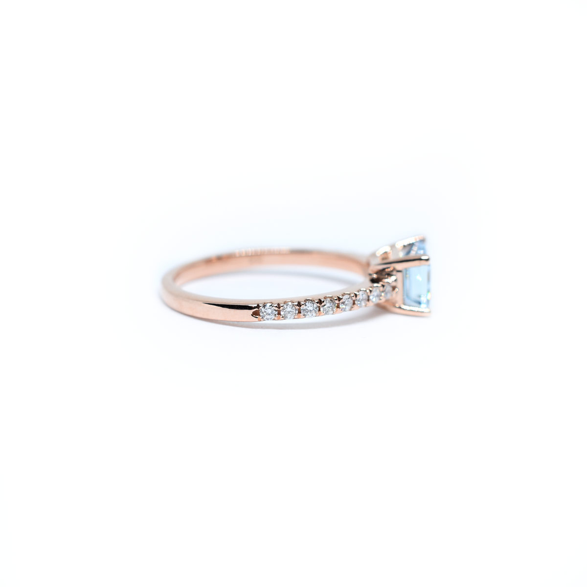 14K Gold Emerald Cut Aquamarine Ring