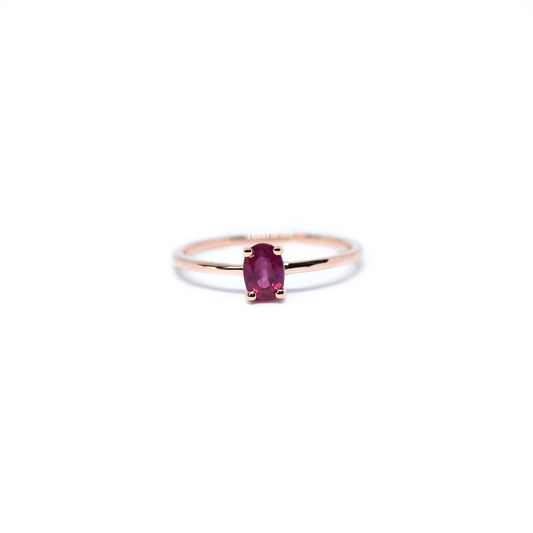 14K Gold Oval Ruby Ring